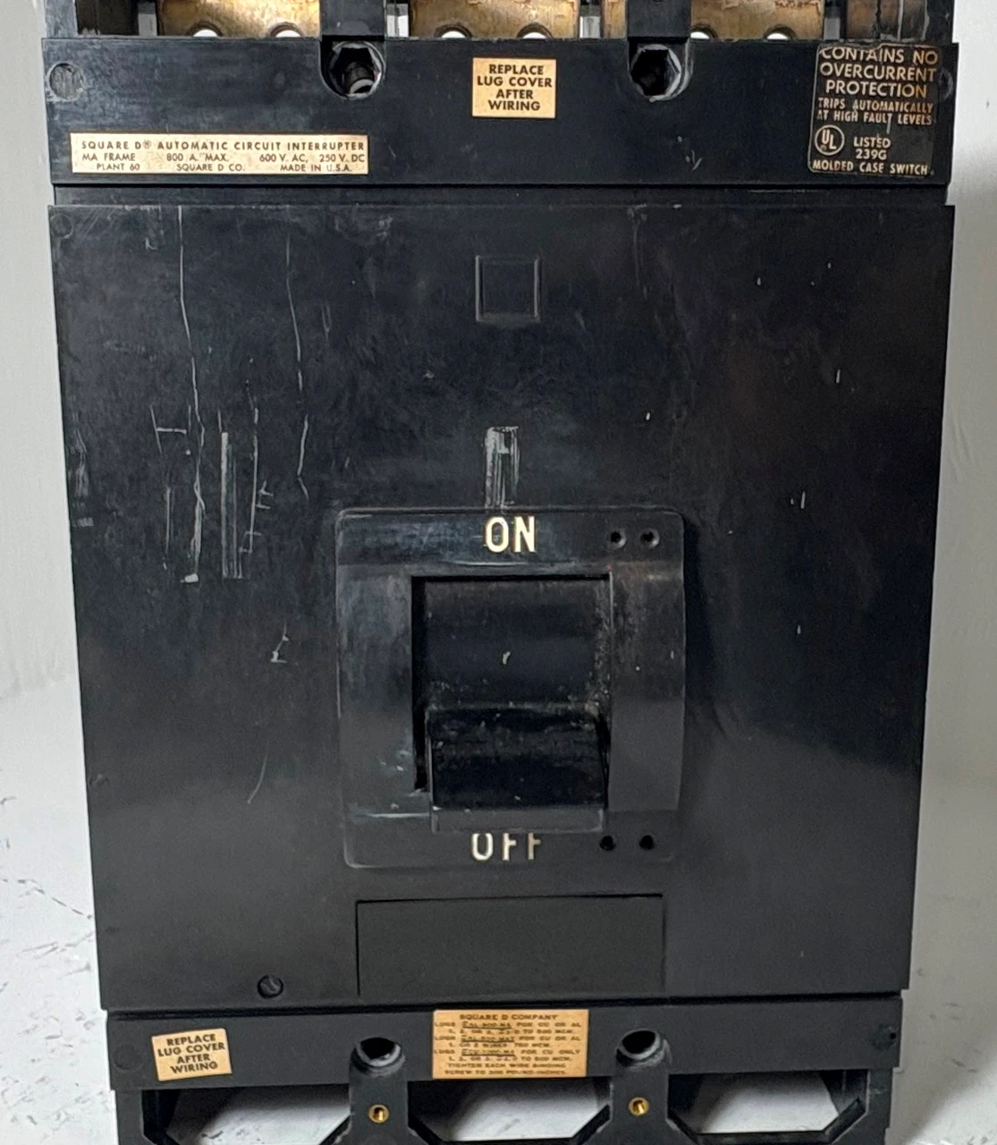 Square D MAL360008M 800A Molded Case Switch Black 600V 3 Pole MA Frame 800 Amp (EM5565-1)