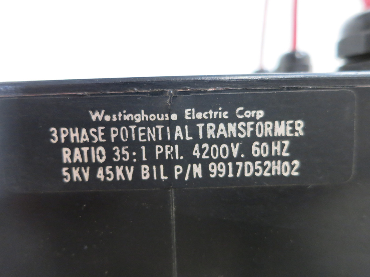 Westinghouse 9917D52H02 Potential Transformer 3PH 4200V Ratio 35:1 PT SJ (DW7421-1)