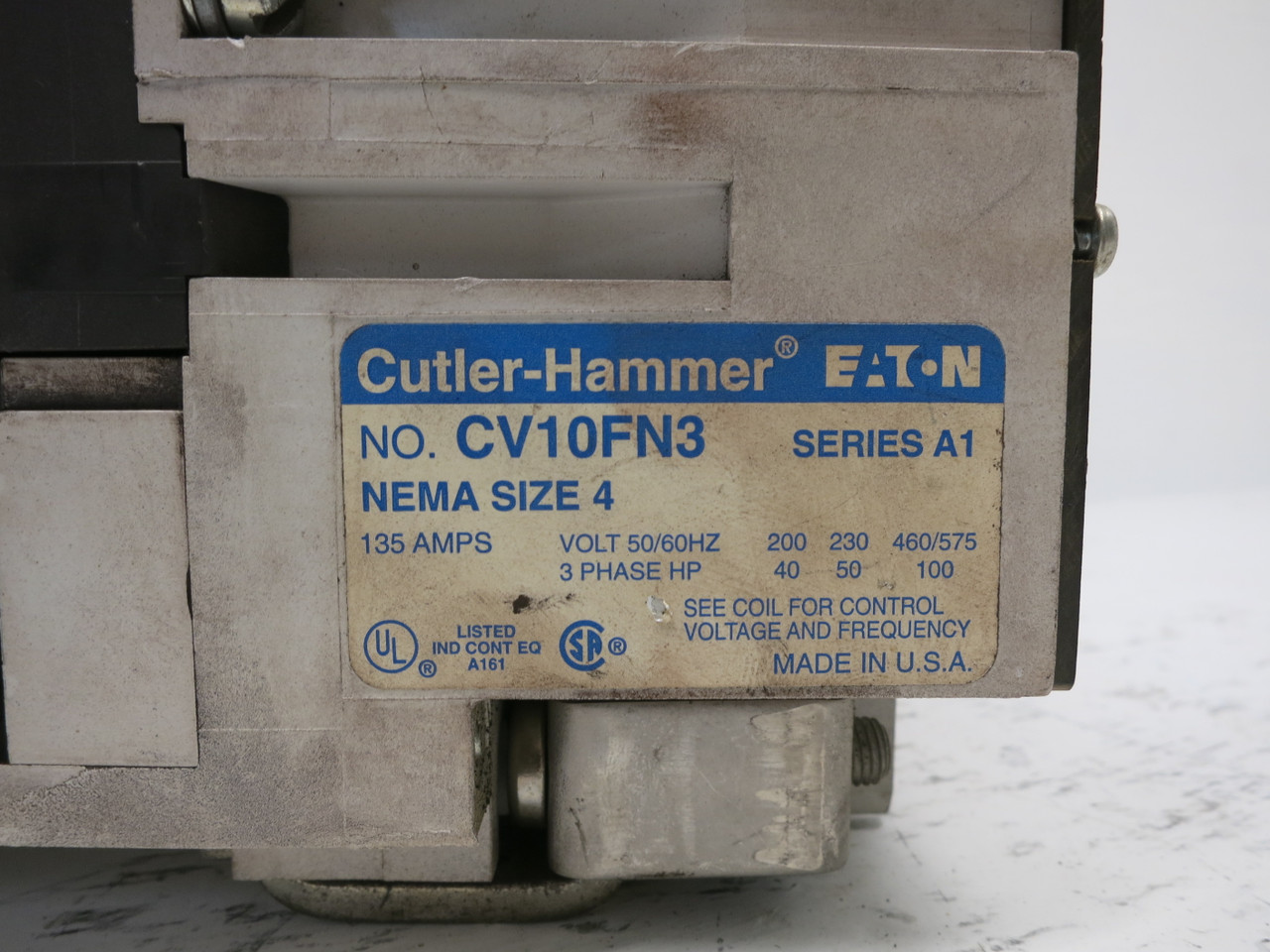 Eaton CV10FN3 Size 4 AC Vacuum Motor Contactor 135A 100 HP 120V Coil 5285C54 A1 (DW7431-1)