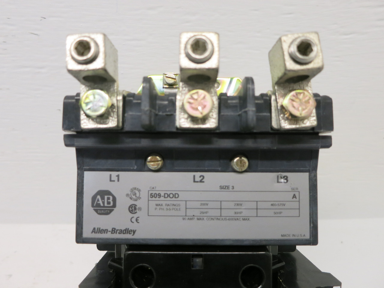 Allen Bradley 509-DOD Size 3 Motor Contactor 240V Coil CD339 90A 509-D0D 3P A-B (AH0639-1)