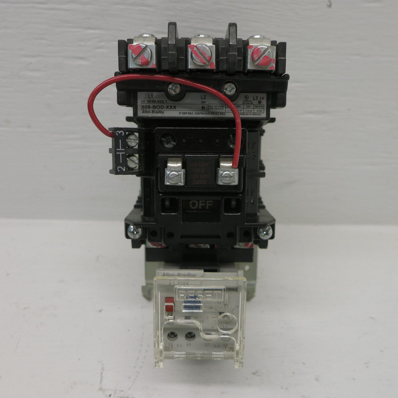 Allen Bradley 509-BOD-XXX NEMA Size 1 Starter E1-Plus Ser B 120V Coil 592-EEDC (AH0617-3)