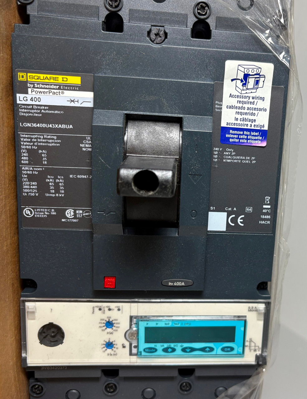 NEW Square D LGN36400U43XABUA LG 400 Amp PowerPact Circuit Breaker LGN36400 NIB (EM5576-1)