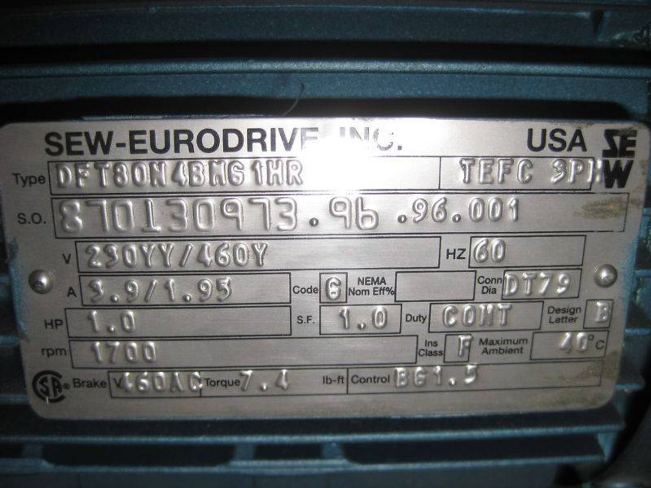 Sew Eurodrive K76DT8 1 HP Ratio:118.45 Gear Reducer NEW (EBI3630-1)