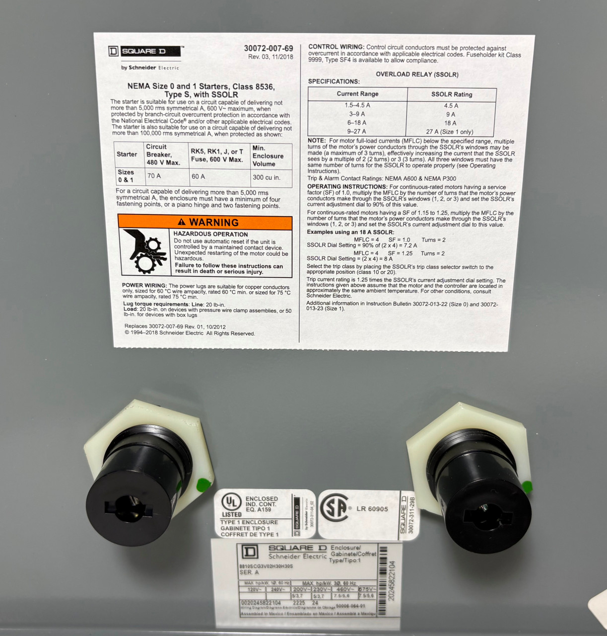 NEW Square D 8810SCO3H30H30S Size 1 Two-Speed Starter Enclosed 2 Speed NIB (EM5578-4)