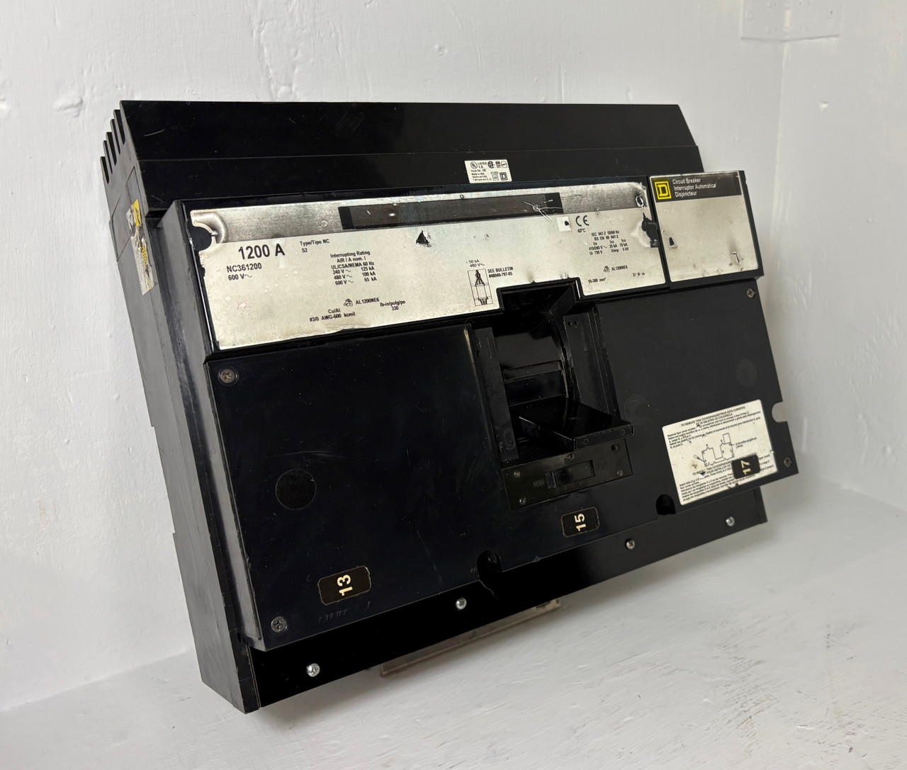 Image of Square D I-Line NC361200 1200A Circuit Breaker Type NC 1200 Amp HACR bad label