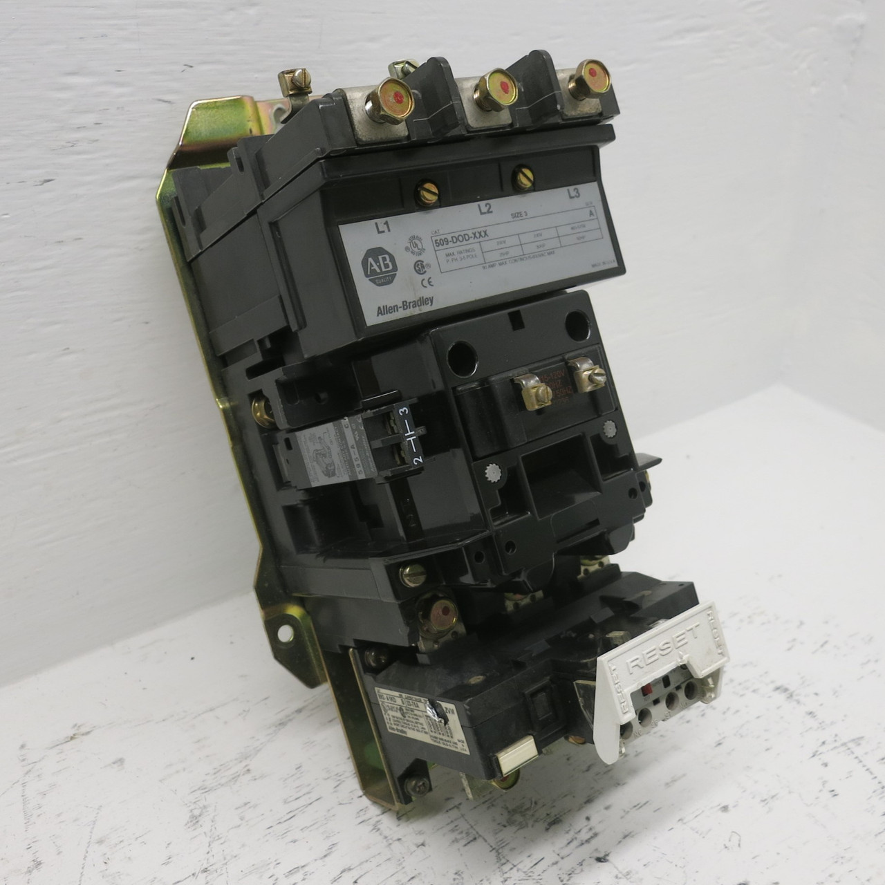 Allen Bradley 509-DOD-XXX Size 3 Starter 120V CD236 Coil 90A 50HP w/ 592-A1KD (AH0643-1)