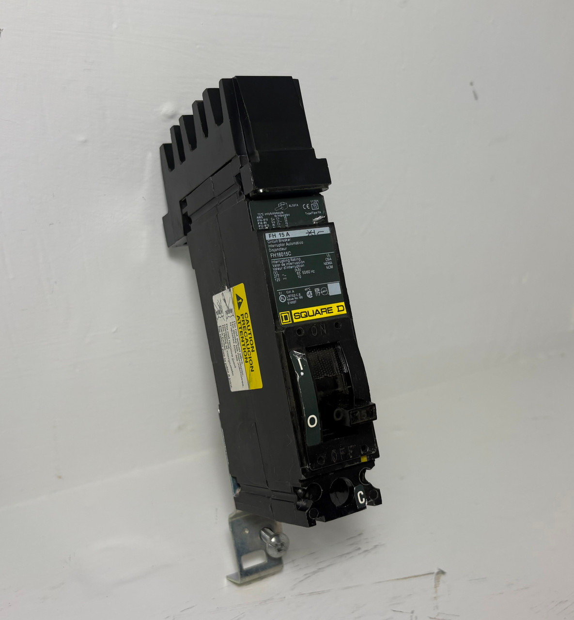 Image of Square-D I-Line FH16015C 15A Circuit Breaker Green Label 277V FA 1 Pole 15 Amp