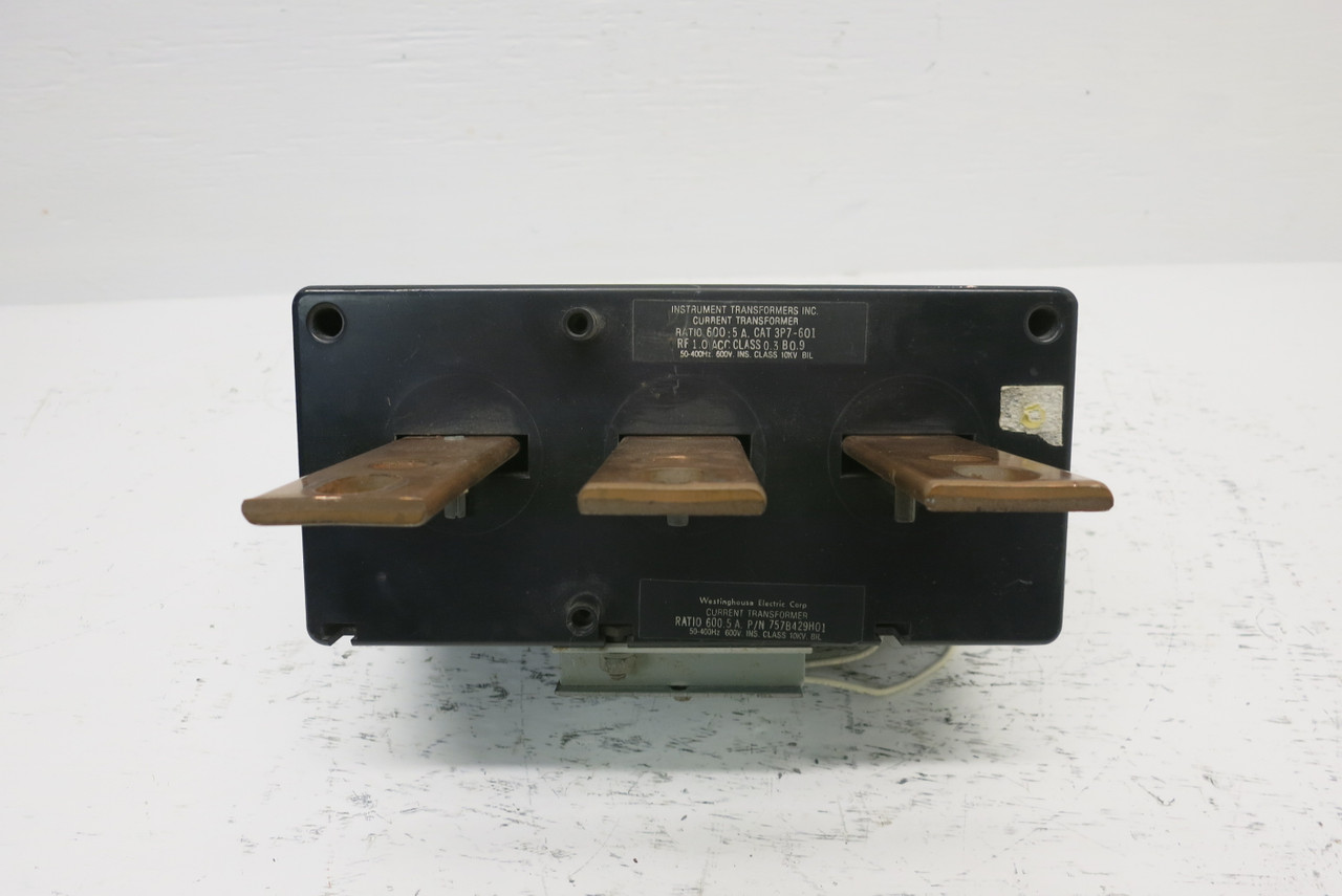 Westinghouse 757B429H01 Current Transformer 600:5A 50-400Hz CT ITI 3P7-601 w Bus (AH0649-1)