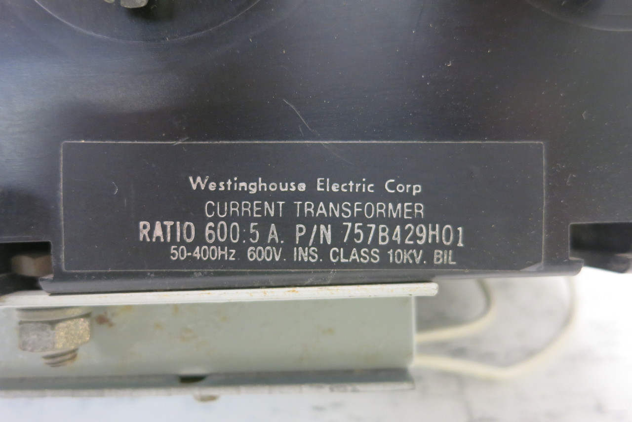 Westinghouse 757B429H01 Current Transformer 600:5A 50-400Hz CT ITI 3P7-601 w Bus (AH0649-1)