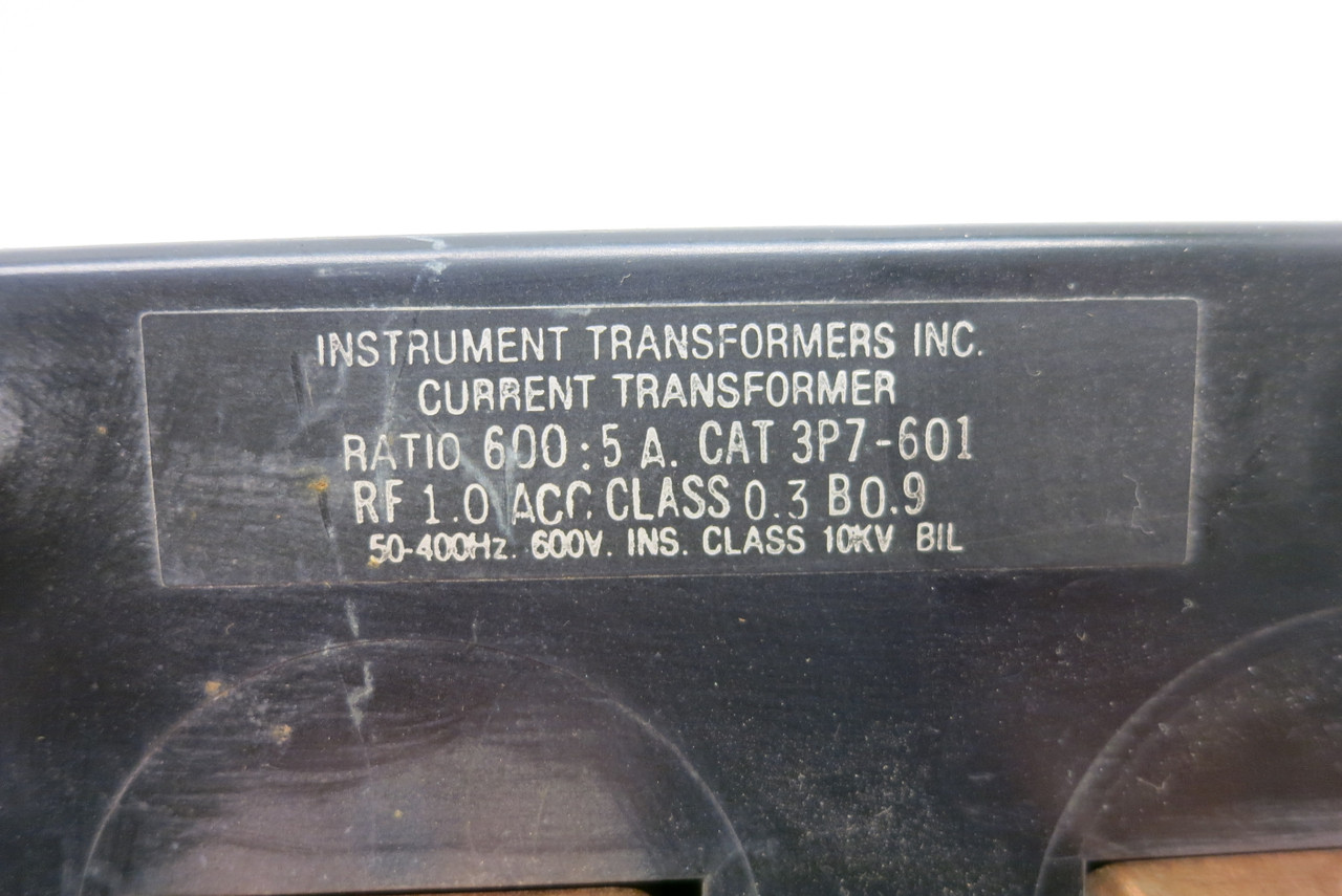 Westinghouse 757B429H01 Current Transformer 600:5A 50-400Hz CT ITI 3P7-601 w Bus (AH0649-1)