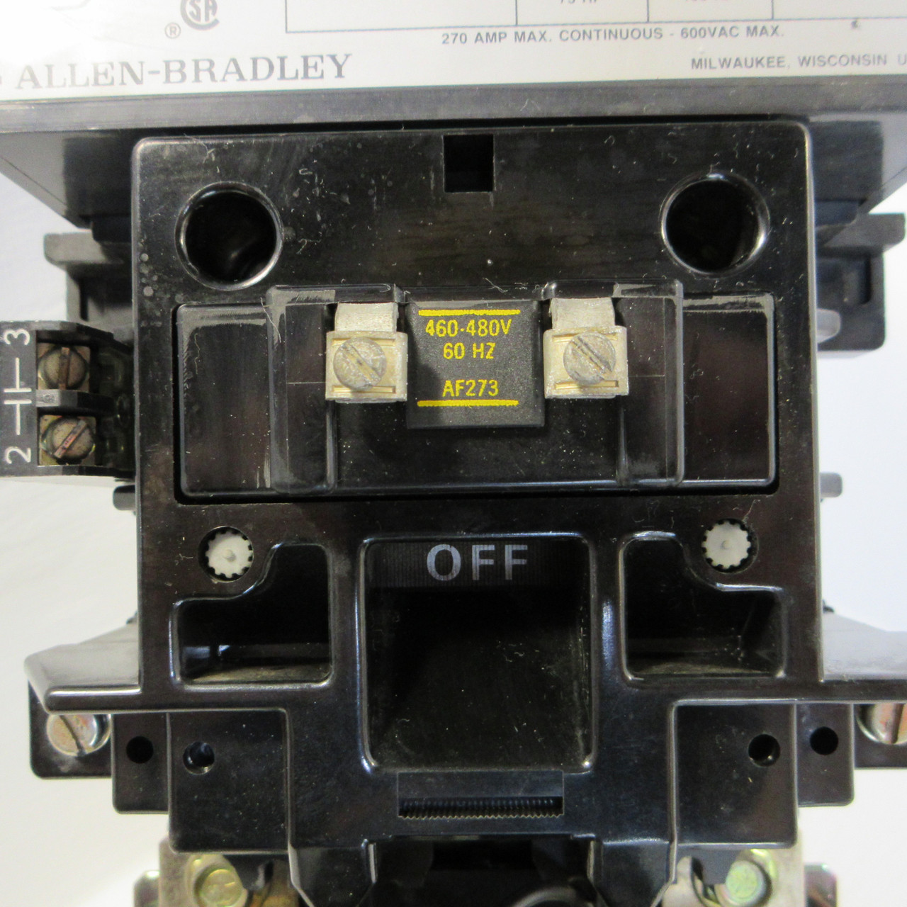 Allen Bradley 509-FOB Size 5 Motor Starter 480V Coil 200HP 270A 600VAC 509-F0B (AH0654-1)