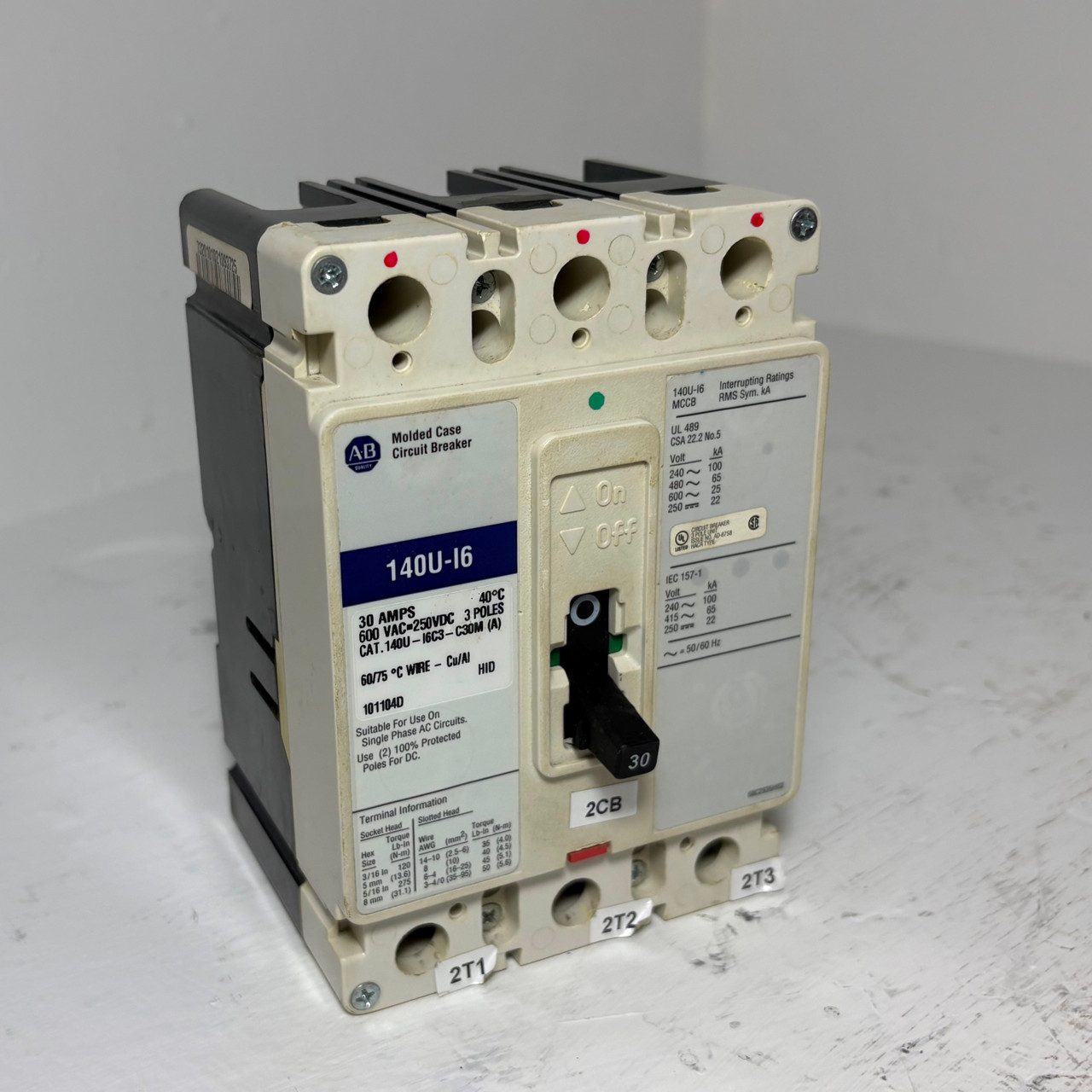 Image of Allen Bradley 140U-I6C3-C30M (A) 30A Circuit Breaker 600V 3P 140U-I6 30 Amp