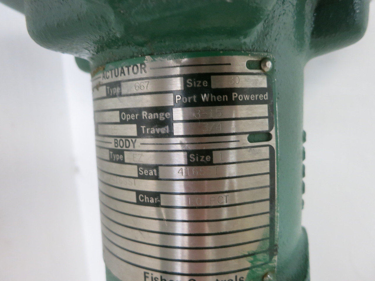 Fisher Controls 667 Actuator Size 30 Body Type EZ Valve Size 1 416SST Bench 9-15 (DW7478-1)