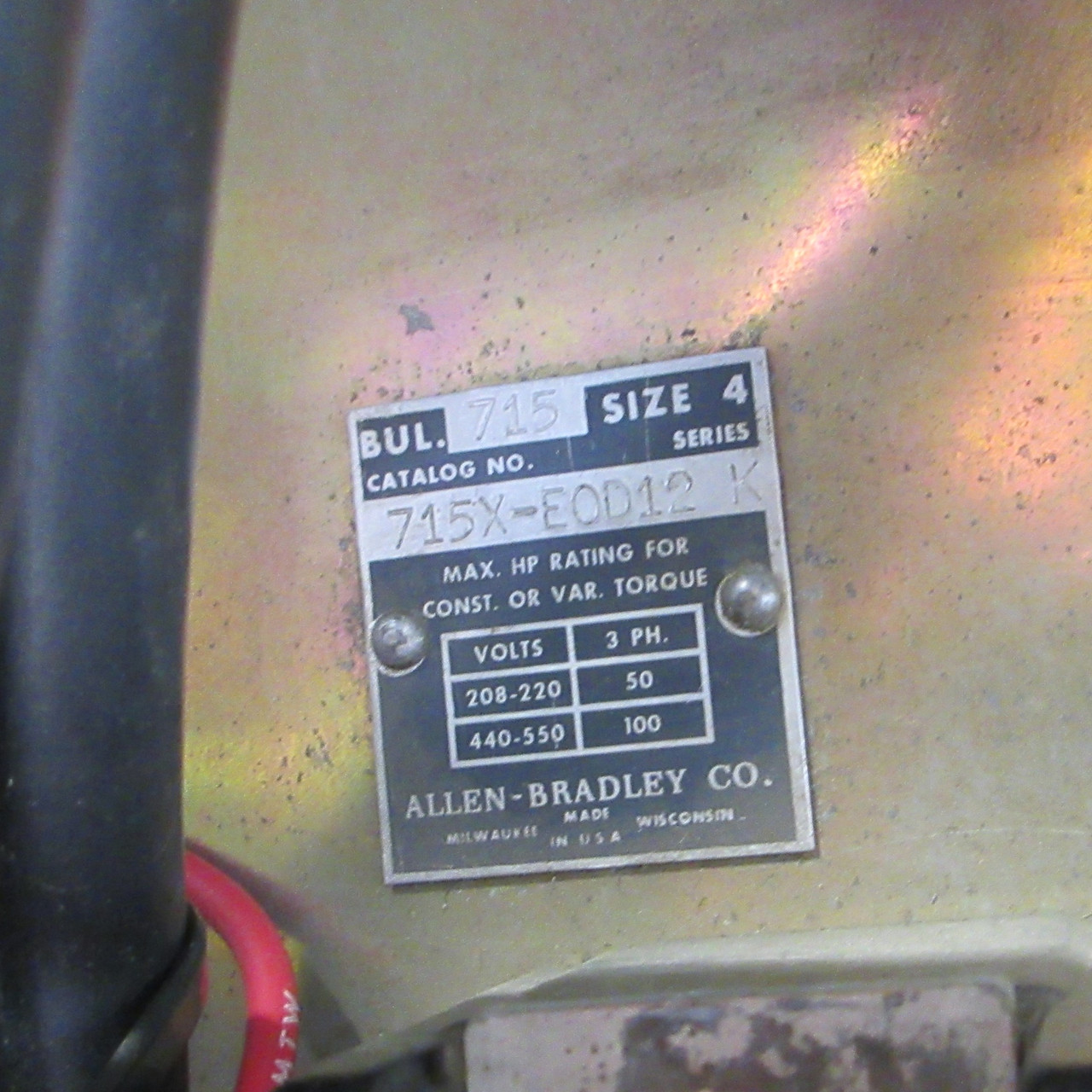 Allen Bradley 715X-EOD12 2 Speed Starter Size 4 120V Coil 100HP Ser K 715X-E0D12 (AH0660-1)