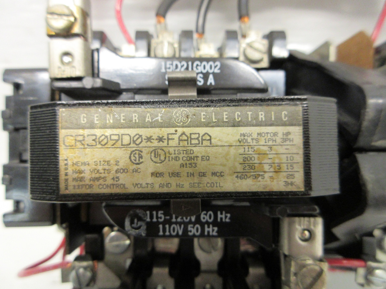 GE CR309D0**FABA Size 2 Reversing Starter 45A 600V 120V Coil 45 Amp Sz2 CR309DO (AH0666-1)