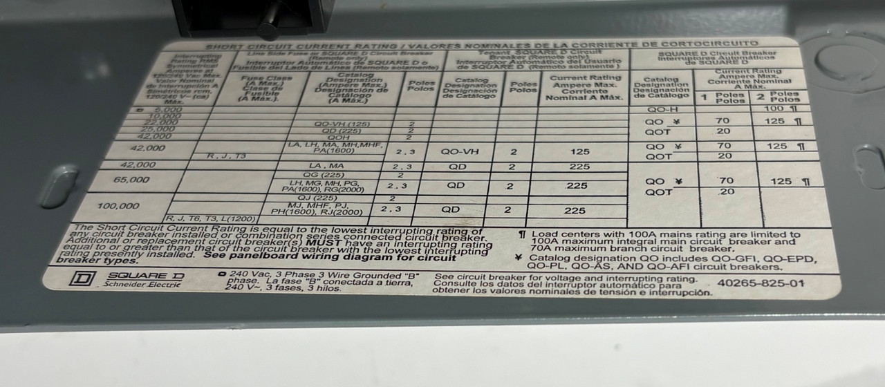 NEW Square D QO816L100DS QO Load Center 16 Circuits 1PH MLO 13" 240V 3PH 3W NIB (EM5607-4)