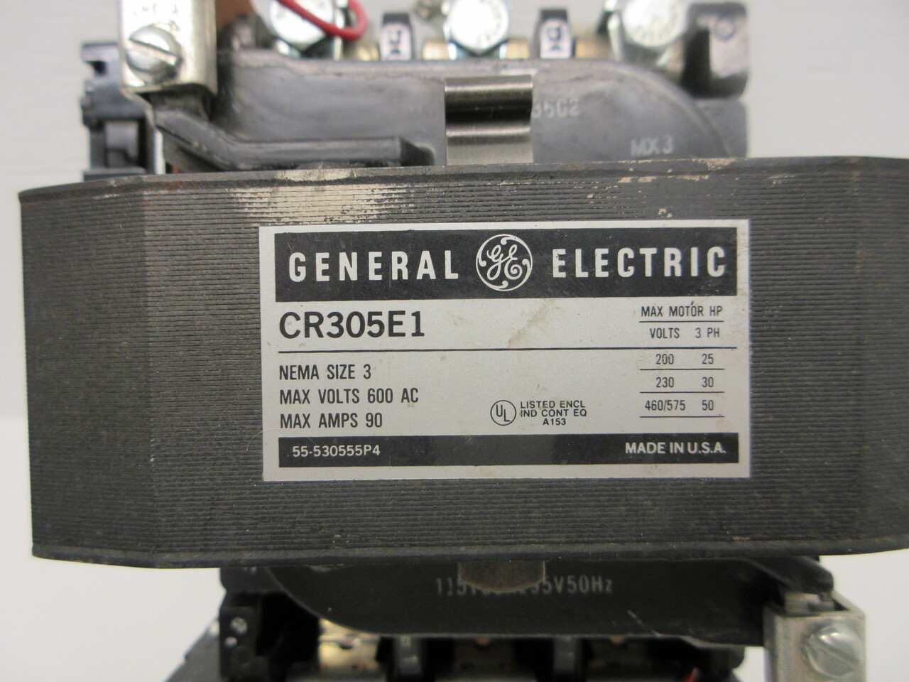 GE CR305E1 Size 3 Motor Starter 600VAC 90A 115V Coil 50HP CR305E1 600V 90 Amp 3P (AH0677-1)