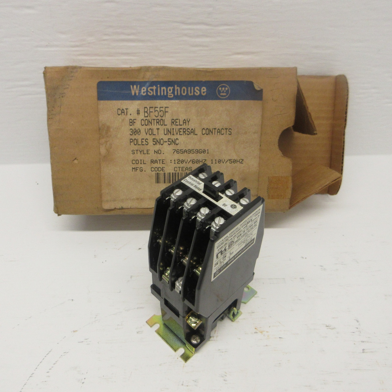 Image of NEW Westinghouse BF55F Industrial Control Relay 300VAC 5NO-5NC 120V Coil NIB