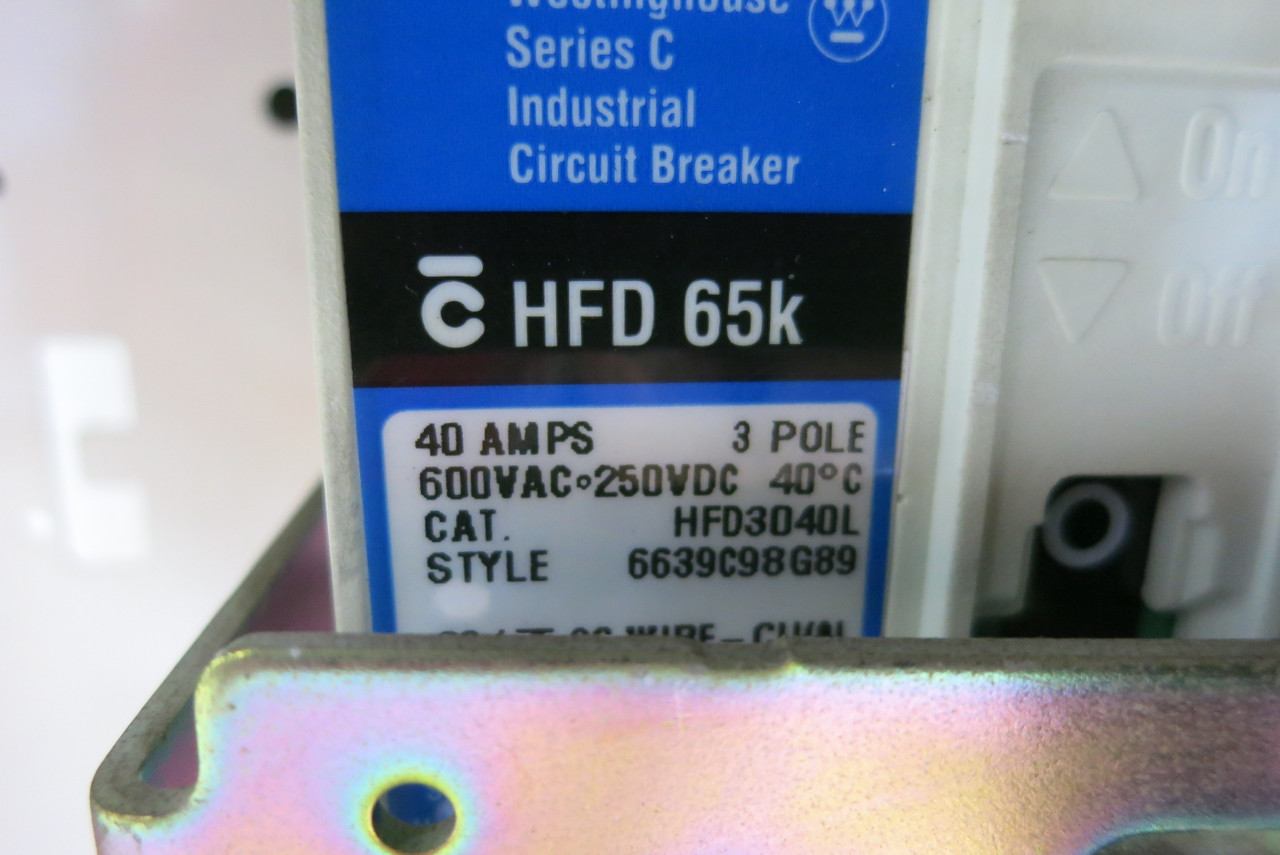 Allen Bradley 2100 Centerline 40A Breaker Feeder 12" MCC Bucket 40 Amp HFD3040L (BJ1039-1)