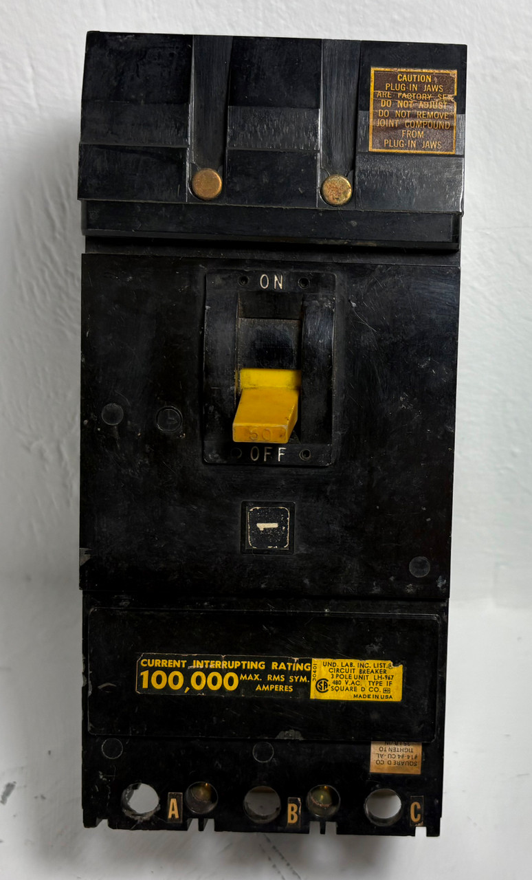 Square D I-Line IF34050 50A Circuit Breaker Type IF 3 Pole 100k @ 480 VAC 50 Amp (EM5622-1)