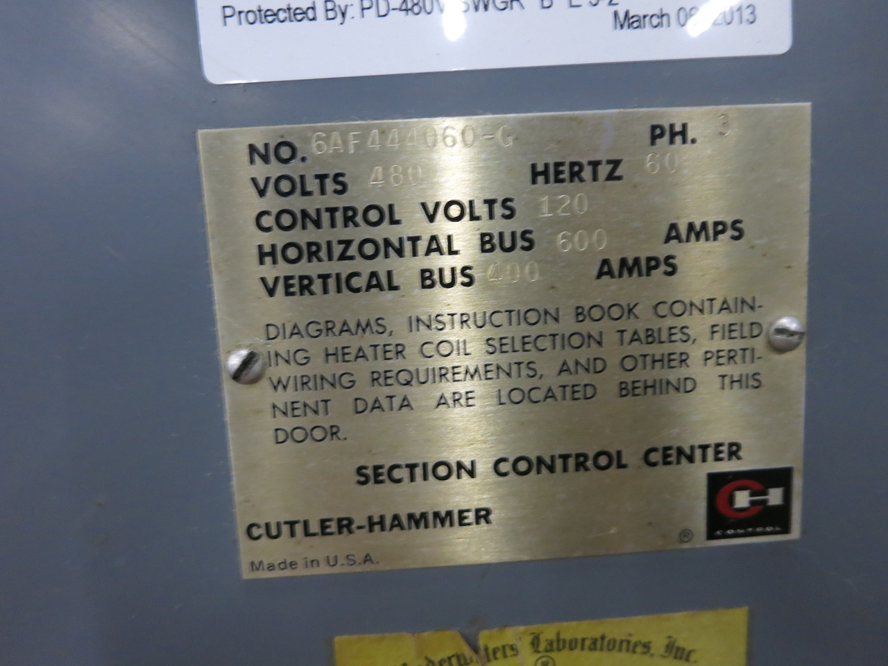 F10 Unitrol 600/400A 480V 3x Section MCC Motor Control Center w/ Size 5 Bucket (DW7481-1)