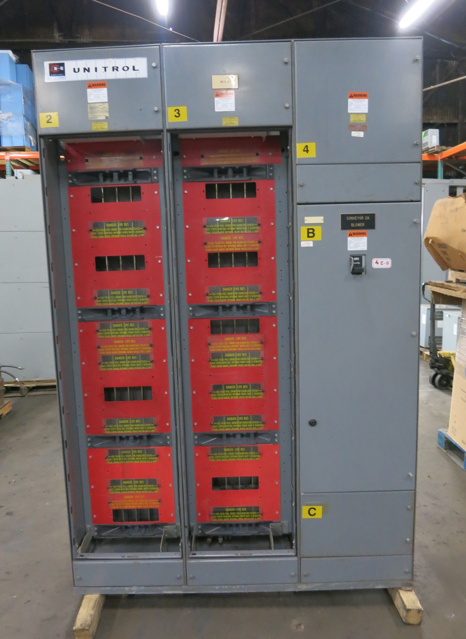 F10 Unitrol 600/400A 480V 3x Section MCC Motor Control Center w/ Size 5 Bucket (DW7481-1)