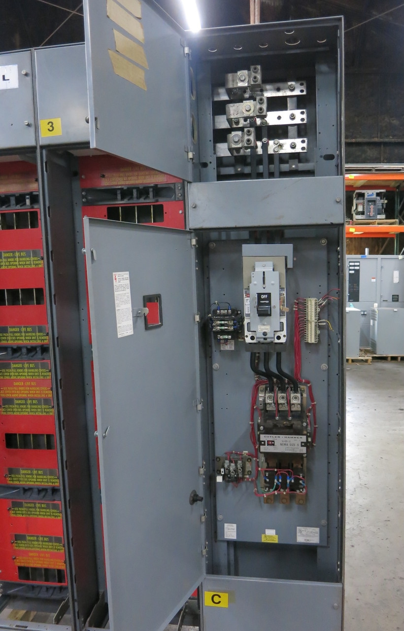 F10 Unitrol 600/400A 480V 3x Section MCC Motor Control Center w/ Size 5 Bucket (DW7481-1)