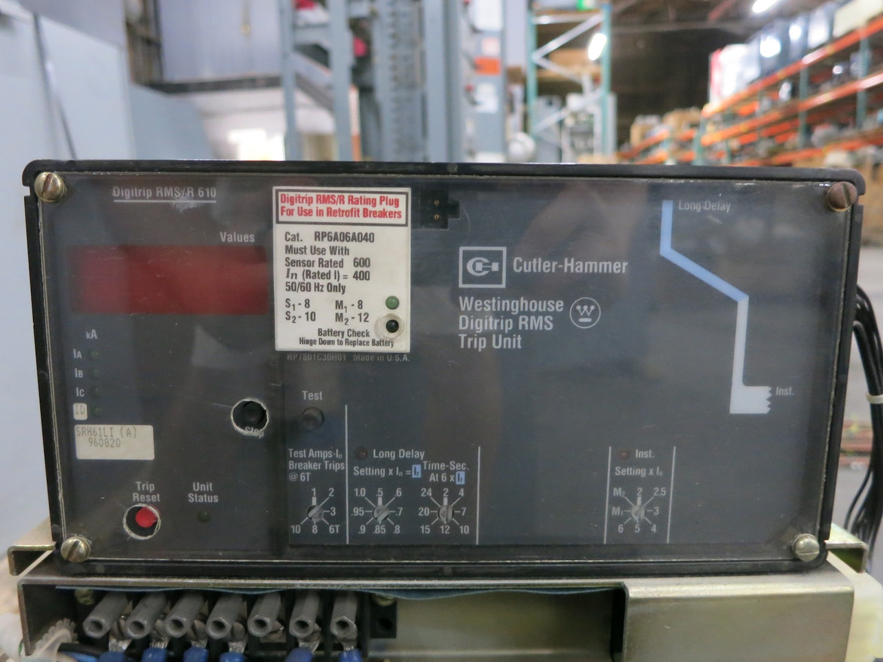 Westinghouse DB25 600/400A Air Circuit Breaker SRH61LI RMS Trip Unit 400 Amp LI (DW7490-1)