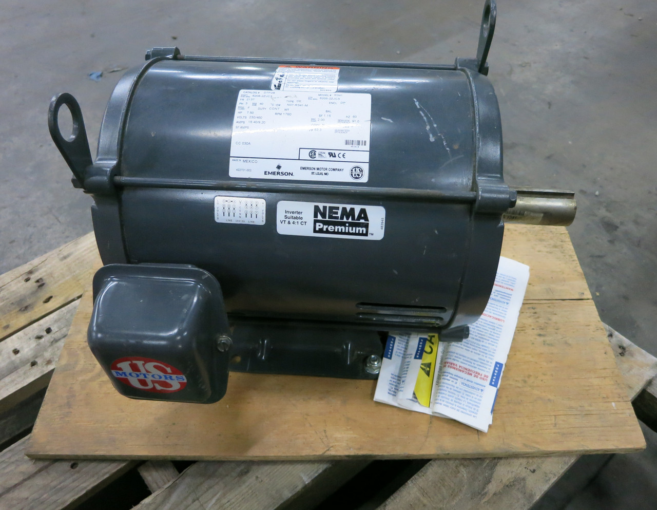 NEW Emerson 7.5 HP AC Motor D7P2B R341 230/460V 1760 RPM 213T DE DP 3PH (DW7489-1)