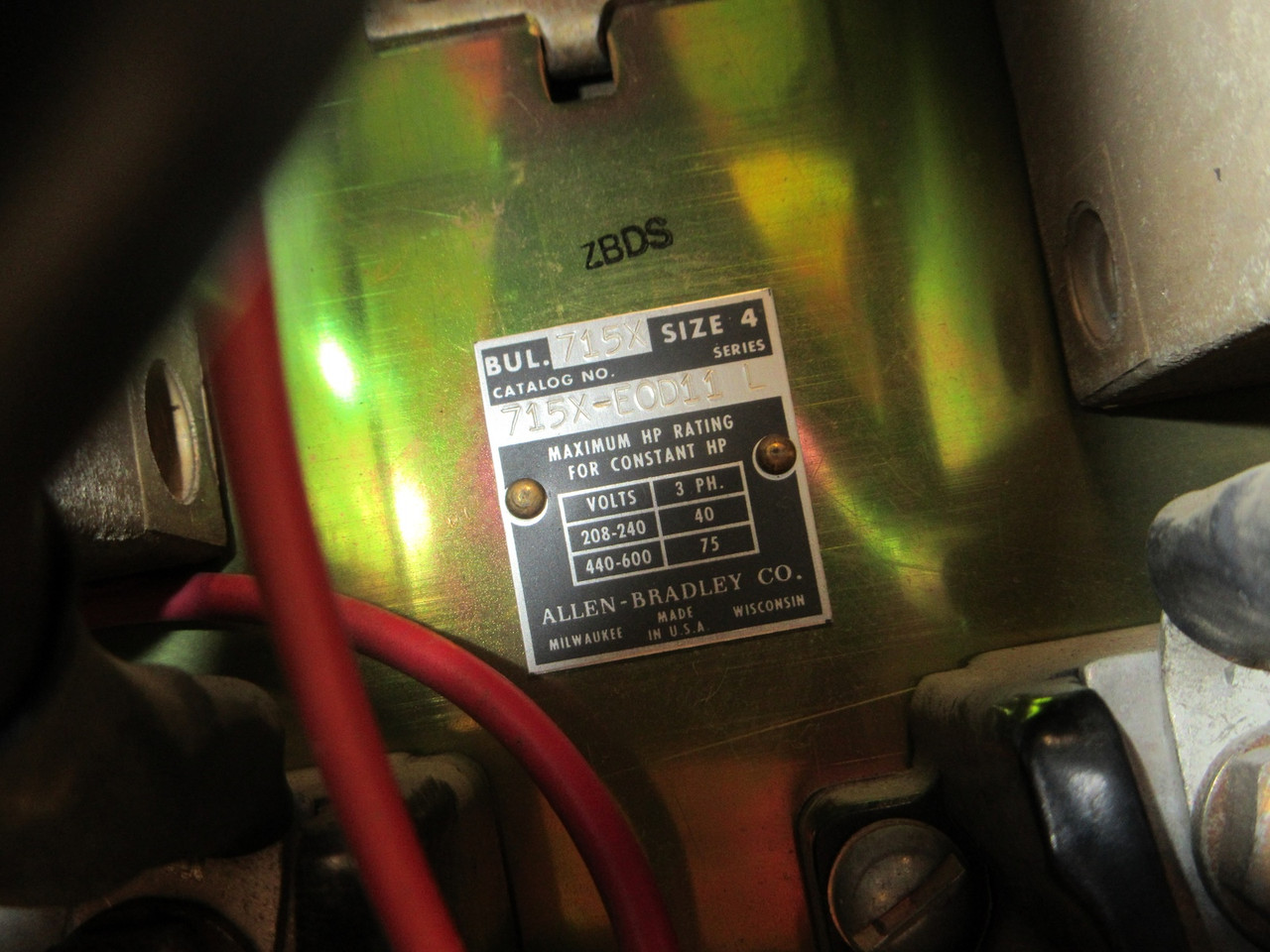 Allen Bradley 715X-EOD11 2 Speed Starter Size 4 120V Coils 75HP Ser L 715X-E0D11 (AH0718-1)