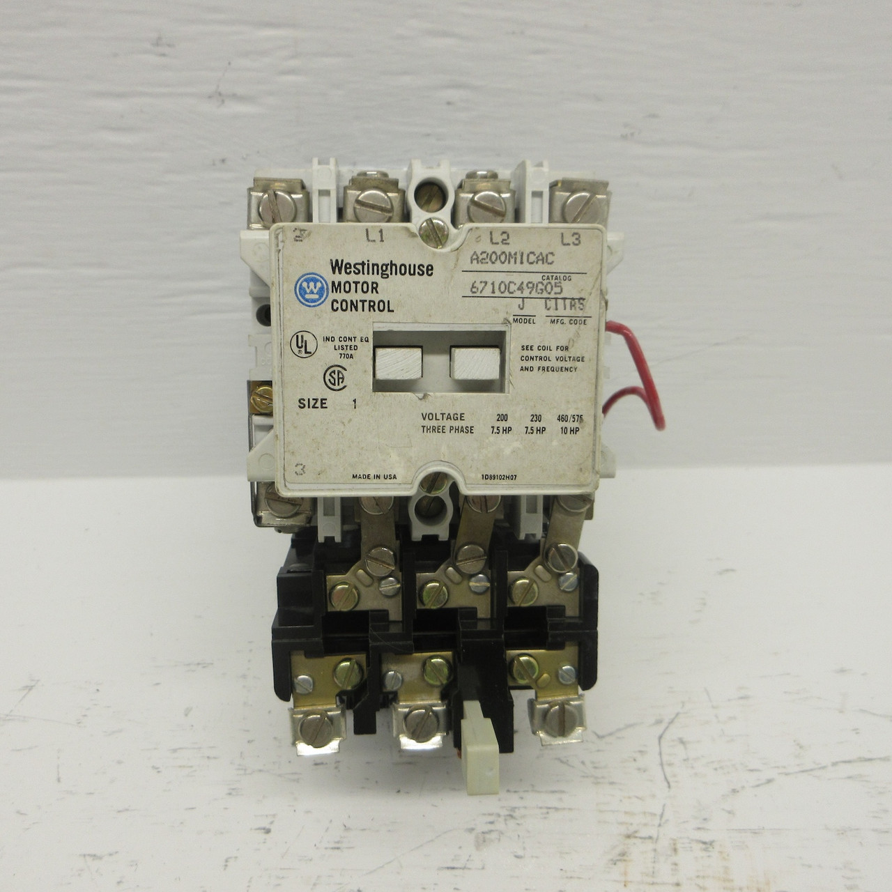 Westinghouse A200M1CAC Size 1 Motor Starter 120V Coil 10HP Model J 460/575V A200 (AH0722-1)