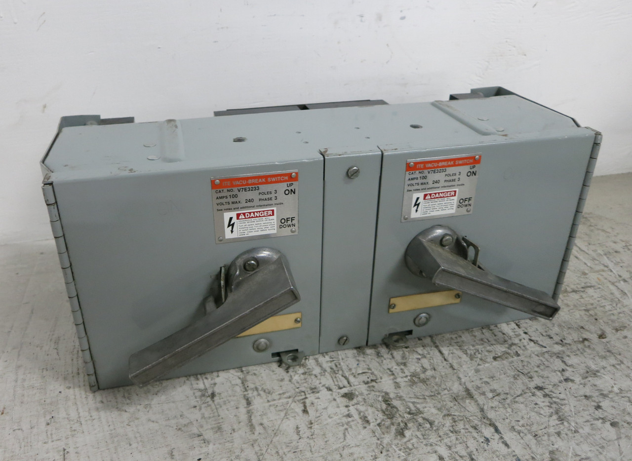 ITE V7E3233 100A 240V Fusible Vacu-Break Dual Panel Board Switch Twin 100 Amp (DW7519-2)