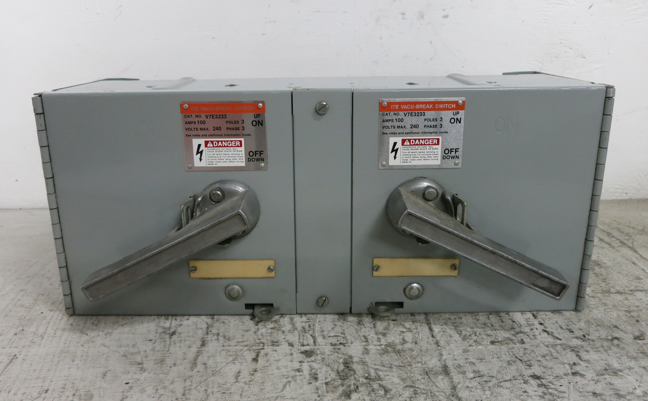 ITE V7E3233 100A 240V Fusible Vacu-Break Dual Panel Board Switch Twin 100 Amp (DW7519-2)