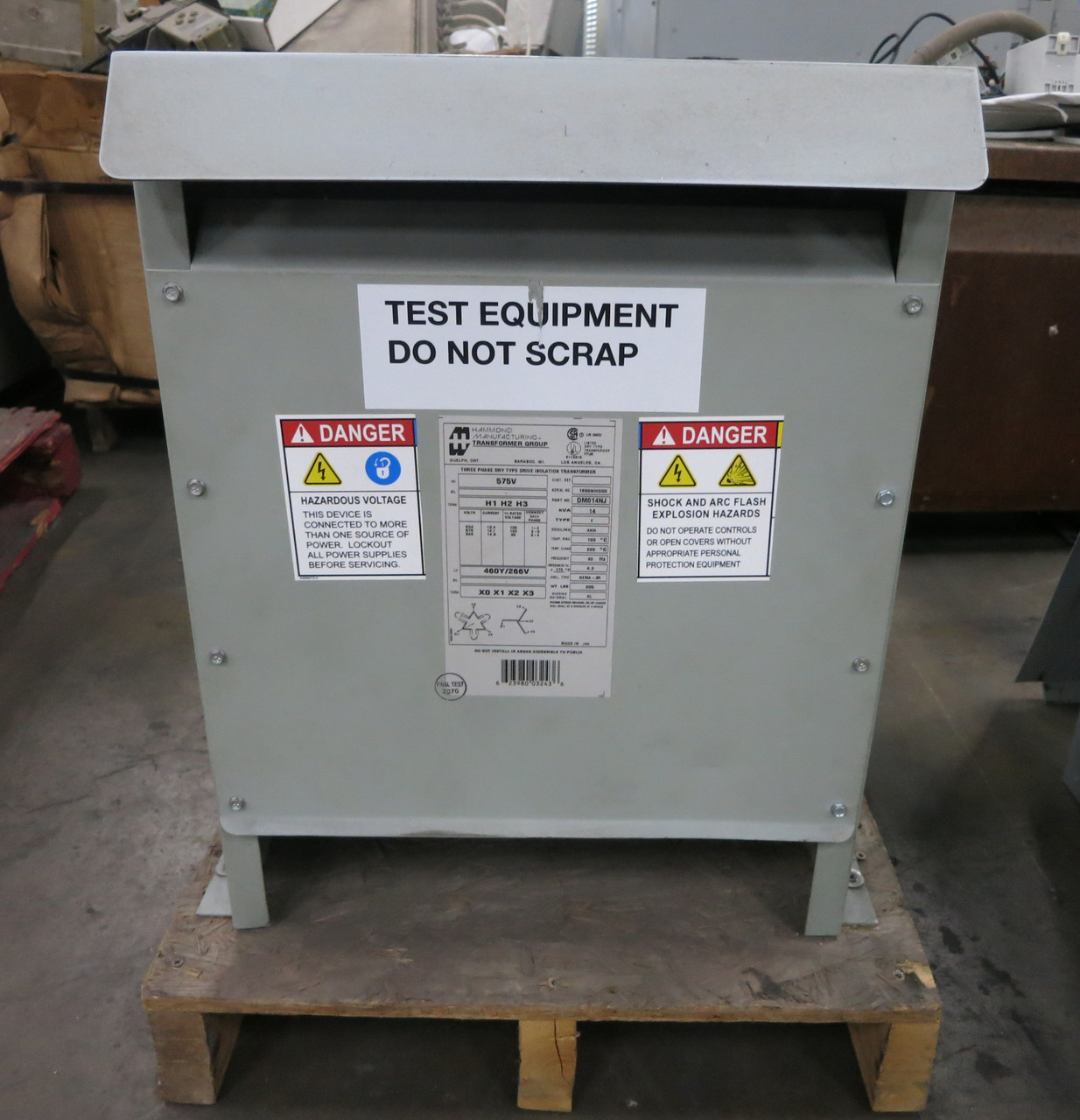 Hammond 14 kVA 575 Delta to 460Y/266 V 3PH Transformer DM014NJ 575V - 460V 3R (DW7531-1)