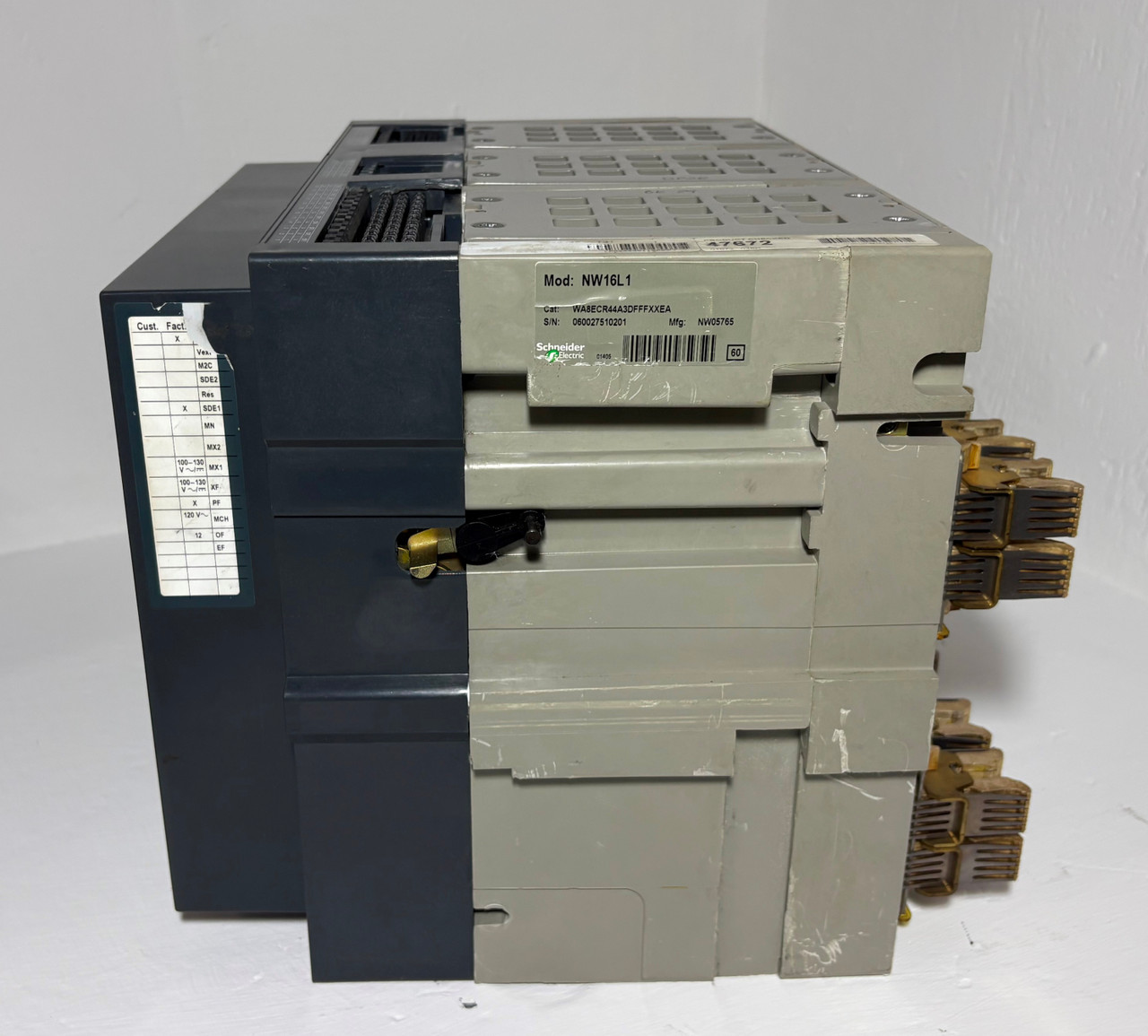 Square D NW16L1 1600A MasterPact LSIG Circuit Breaker EO w 1200 Amp Trip & Shunt (EM5652-3)