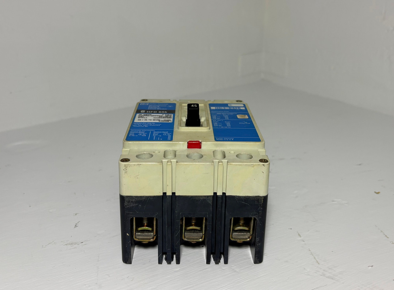 Cutler-Hammer HFD3045 45A Circuit Breaker Glossy Blue 600V 3P HFD3045L 45 Amp (EM5655-1)