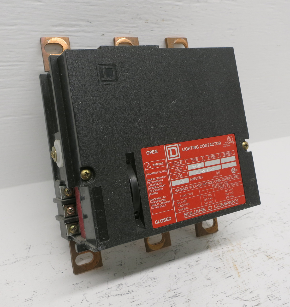 Square D 8903-PBV11B 200A AC Lighting Contactor Panel Mount 200 Amp 120/208 Coil (DW7536-1)
