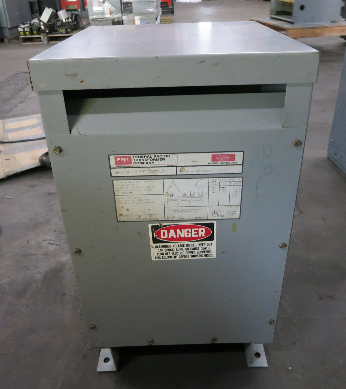FPT 7.5 kVA 575 Delta to 575Y/331 V 3PH Isolation Transformer FH7.5HMD-3 575V (DW7538-1)