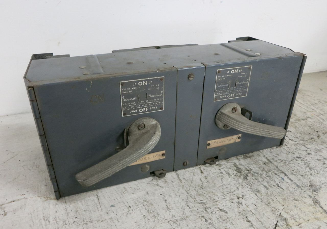 ITE V7E3233 100 Amp 240V Fusible Vacu-Break Dual Panel Board Switch Twin 100A (DW7545-1)