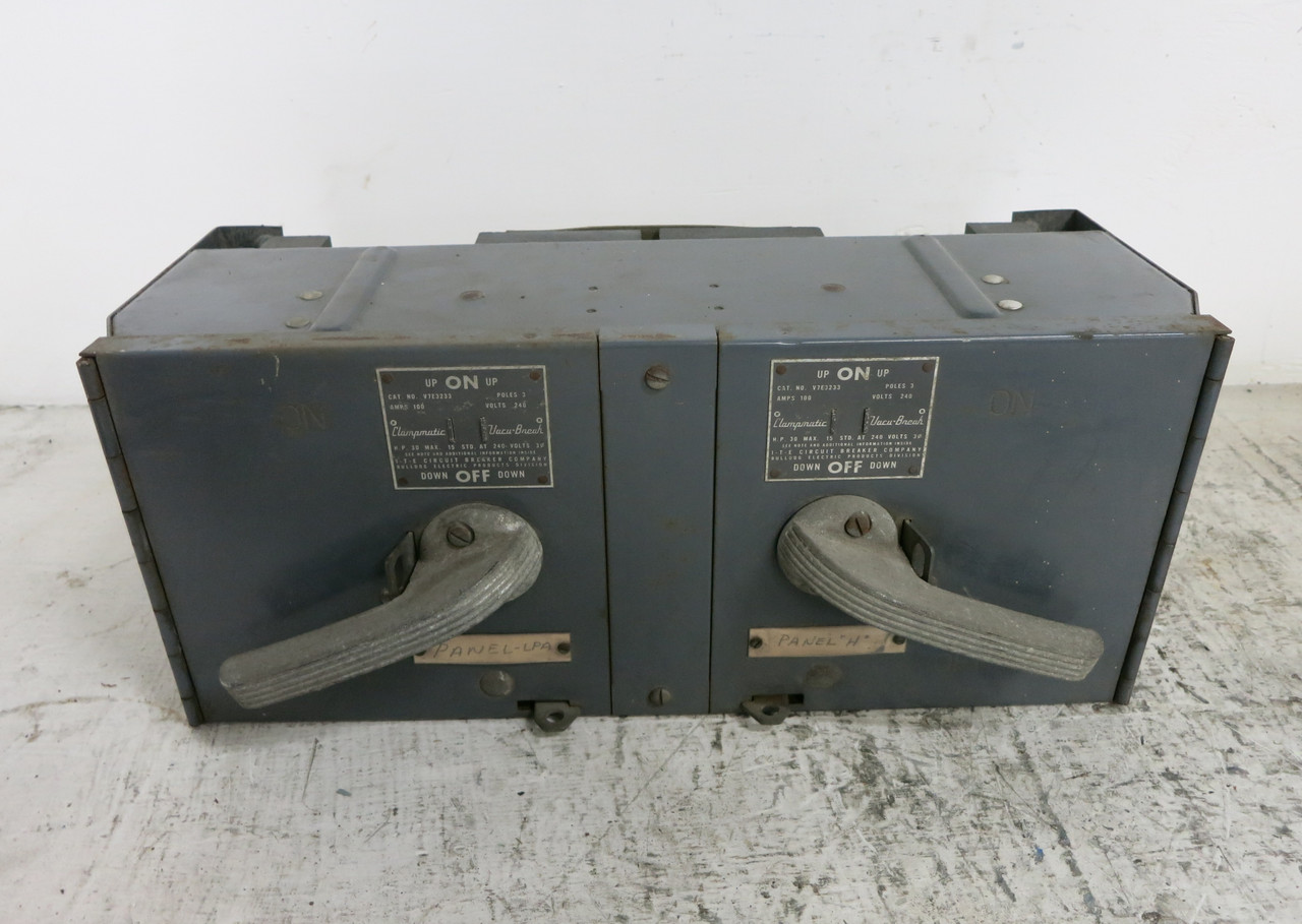 ITE V7E3233 100 Amp 240V Fusible Vacu-Break Dual Panel Board Switch Twin 100A (DW7545-2)