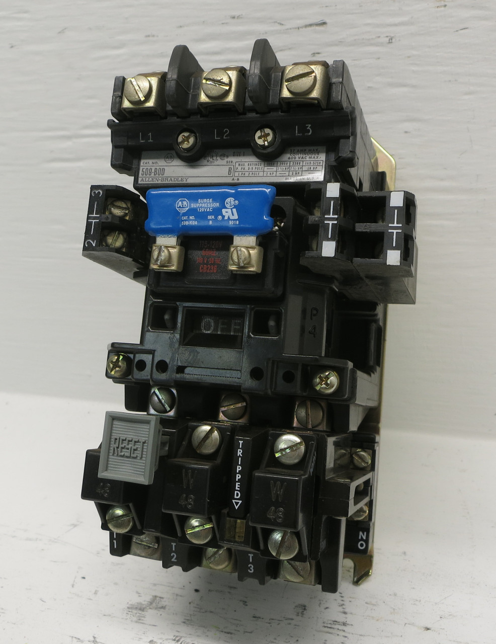 Allen Bradley 509-BOD Size 1 Motor Starter 120V Coil CB236 509-B0D 10 HP 599-K04 (DW7575-57)