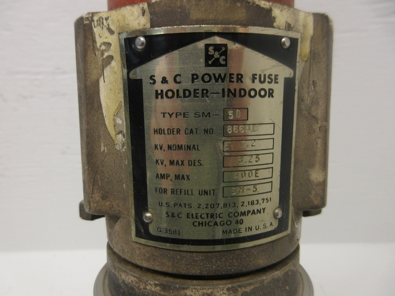 S&C 86641 SM-5 Power Fuse Holder 400E Amp 7.2-8.25 kV 400A Type SM-5D SM5D S6641 (AH0748-3)