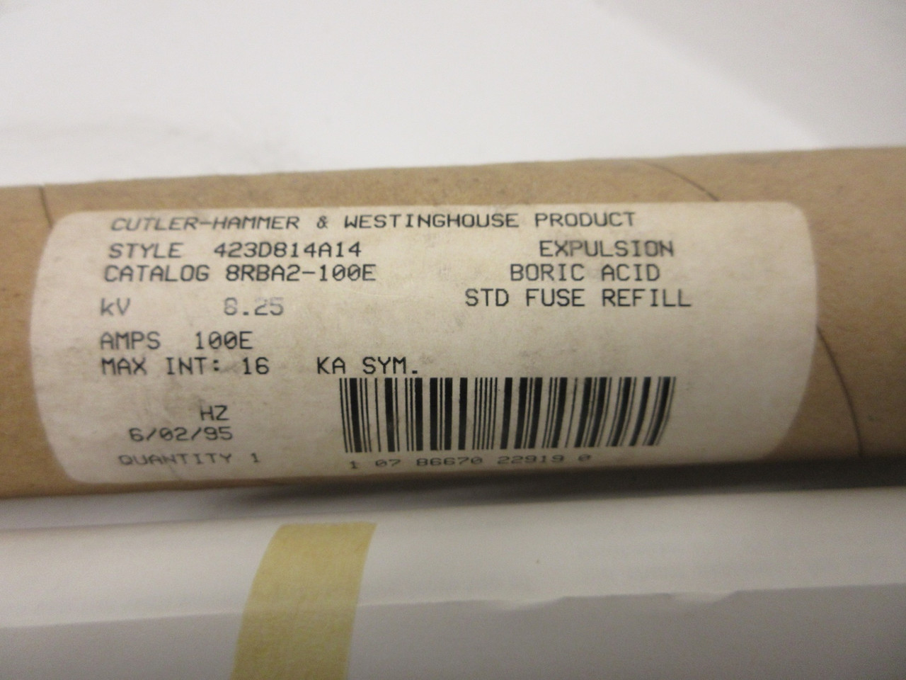 NEW Westinghouse 423D814A14 STD Fuse Refil Type RBA-RDB-200 8RBA2-100E 8.25kV (AH0756-3)