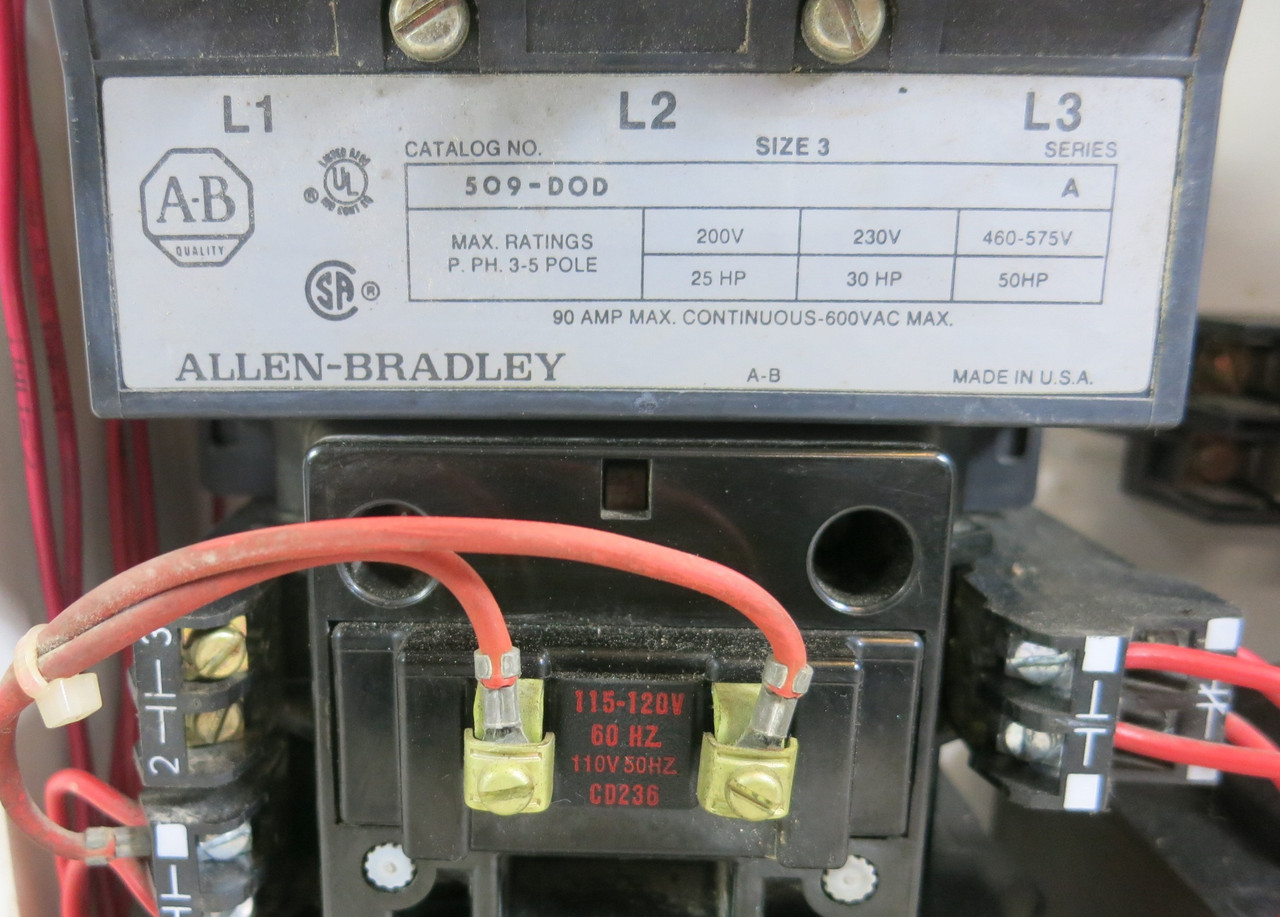 Allen Bradley 2100 Centerline Size 3 Starter 60A Fusible 33"  MCC Bucket 509-DOD (BJ1049-4)