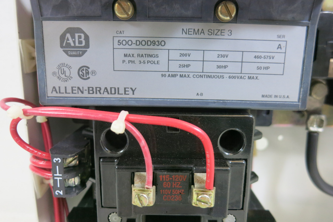 Allen Bradley 2100 Centerline 100 Amp Fusible Size 3 Starter 33" MCC Bucket 100A (BJ1050-2)