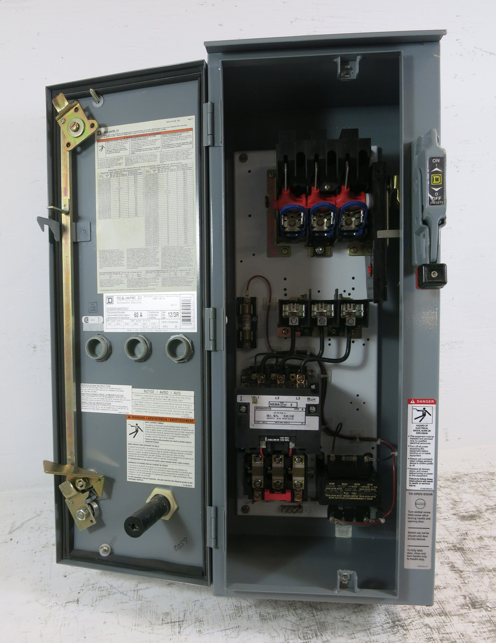 NEW Square D 60A Fused Size 2 Starter Combination Combo Box 60 Amp 8536SDO1S 3R (DW7600-1)