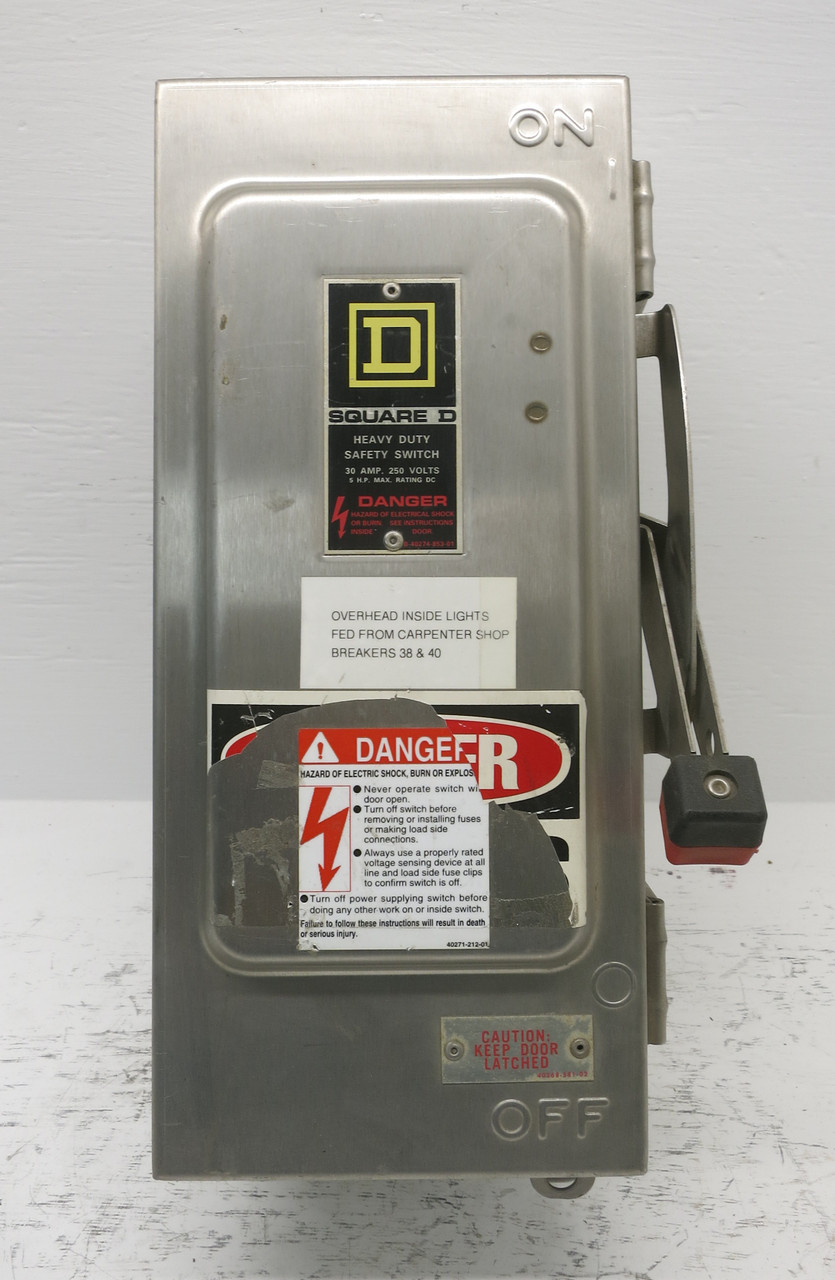 Square D H221DS 30A 240V Safety Switch Disconnect 30 Amp H221-DS Stainless 4X E1 (DW7603-1)