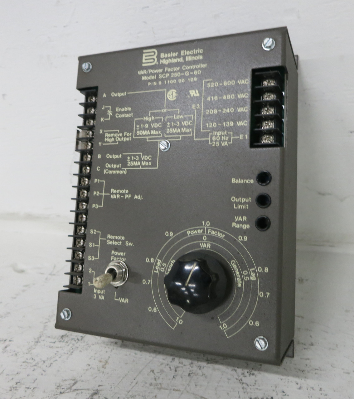 Image of Basler Electric SCP 250-G-60 VAR/Power Factor Controller Module Relay 9110000109
