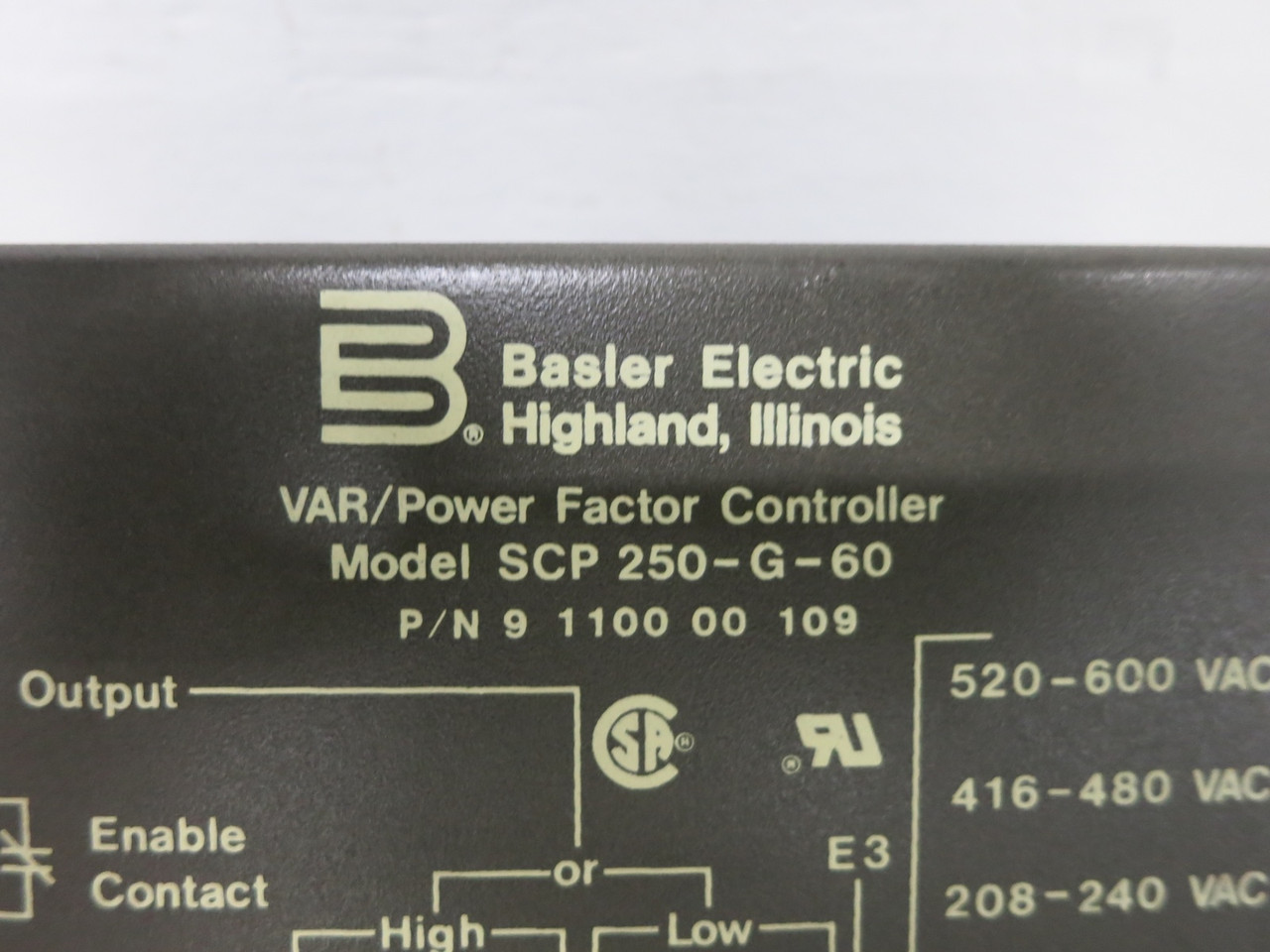 Basler Electric SCP 250-G-60 VAR/Power Factor Controller Module Relay 9110000109 (DW7617-2)