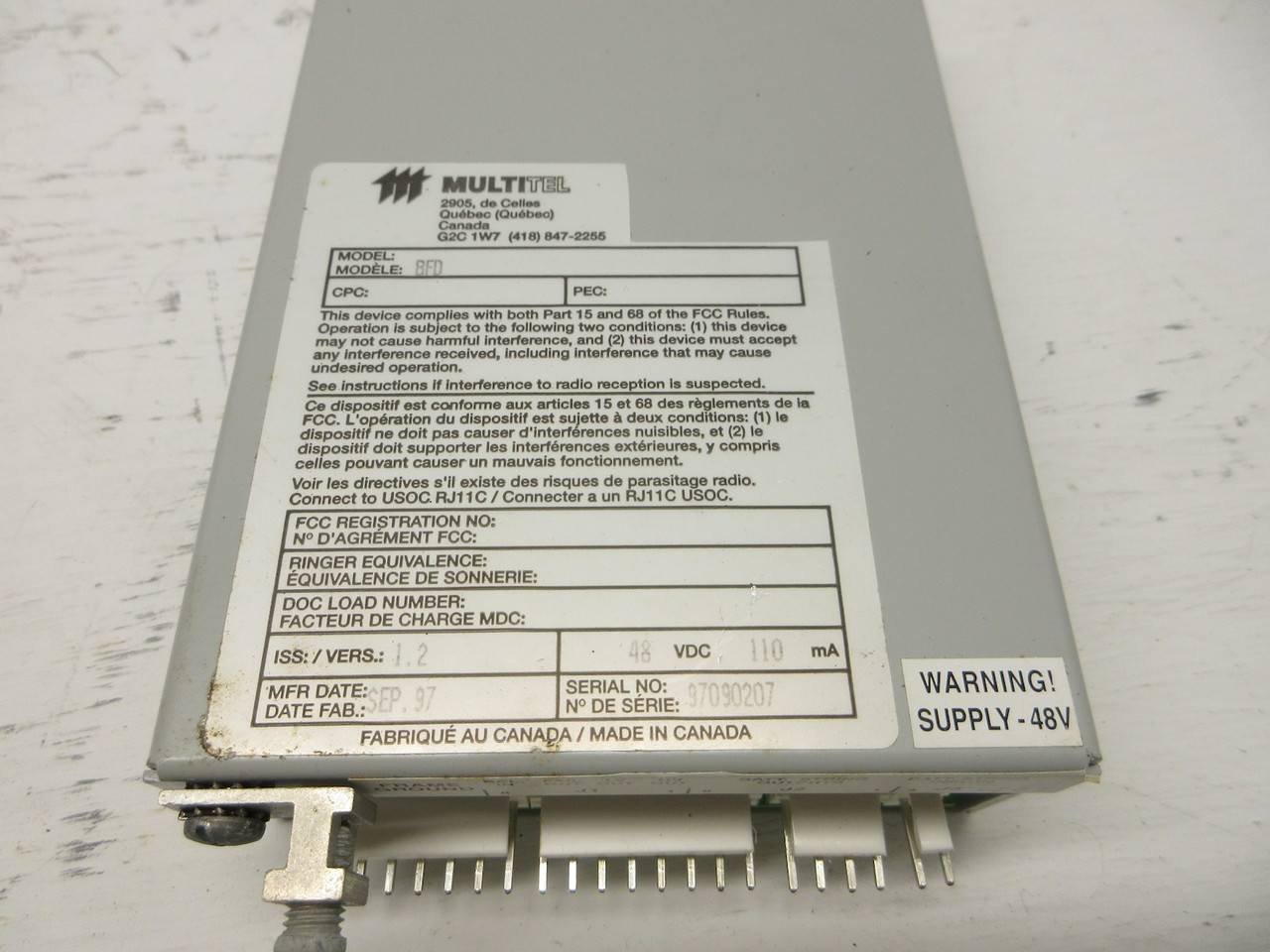 NEW Multitel BFD Battery Failure Detector Digital Display Issue 1.2 48VDC 110mA (AH0771-1)